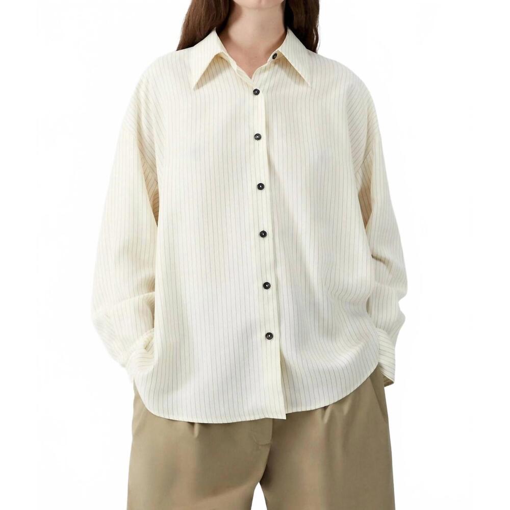 NEW CORDERA oversized pencil striped shirt in cream